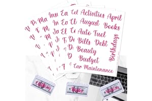 PREFDO Lot de 80 étiquettes autocollantes pour enveloppes de trésorerie, étiquettes autocollantes rose rouge pour classeur budgétaire, planificateur budgétaire et classeur A6, portefeuille organisateur