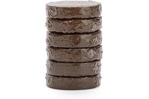 The Cat Ladies Terreau Fibre de Coco pour Plante - Lot 6X Disque de Terreau Universel 60mm pour Plante Intérieur Rempotage Semis Herbe à Chat - Terre Vegetale pour Pot 3 et 4 Pouces