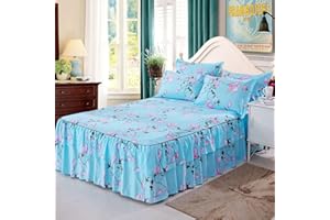 YLXD 3pcs Juego de Colcha de Falda con Volantes,Juego de Cama con Funda de sábana Ajustable,Suministros de Ropa de Cama con Funda de edredón de algodón Universal Four Seasons