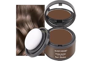 HISUNBEN Instantly Hairline Powder, Windproof & Sweatproof Hair Root Touch Up Concealer for Receding Hairline, Professional Hairline Shadow Powder with Mirror & Puff (Dark-Brown)