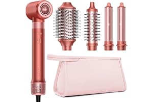HITTIONA Airstyler 5 in 1 mit Auto Lockenstab, und High Speed Ionen Föhn, Hairstyler für Schnelltrocknend, Keine Hitzeschäden, Flauschige Locken & Seidiges Haar, mit Reisetasche