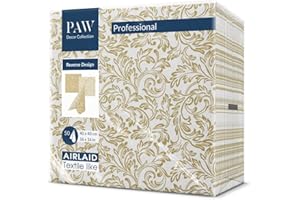 PAW DECOR COLLECTION PAW - Tovaglioli di Carta Colorati - Airlaid (40 x 40 cm) I 50 Pezzi I Ideale per Matrimonio, Battesimo, Comunione, Compleanno I Tovaglioli Stoffa Colorati I Inverso Barocco Etude Oro