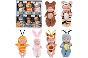 SKJJL Mini Baby Puppe, 6 Stück Mini Reborn Puppen, Babypuppe, Newborn Reborn Baby, Lebensechte Babypuppen, Mini Reborn Puppe, Mini Schlafende Wiedergeburt Puppen für Mädchen, Kleinkinder, Kinder