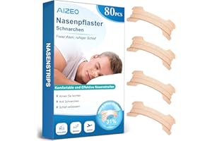 ‎AIZEO Nasenpflaster Schnarchen, 80 Stück Extra Starke Nasenpflaster Besser Atmen, Atmungsaktives Nose Strips Lindern Eine Verstopfte Nase Effektive Anti Schnarchen, Nasenstrips für Sport und Schlaf