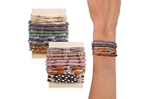 RIXERKOC 20 Lazos de pelo boho para mujeres, 5 estilos de pulsera elástica de doble uso y lazos de pelo decorativos, adecuados para coletas y cabello espeso, en 10 colores distintos, sin dañar el cabello
