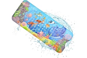 JOPHEK Alfombra Antideslizante Bañera, 100 x 40 cm Alfombra Ducha Antideslizante Infantil, Ballena Motivos del Océano, con 200 Ventosas Fuertes, Resistente al Moho, sin BPA, Lavable a Máquina