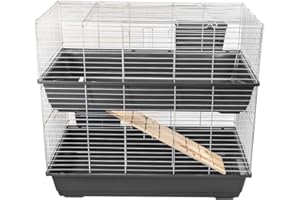 KCT Double Level 100cm Indoor Cage Pet Animal Rabbit Guinea Pig Hutch - Dark Grey
