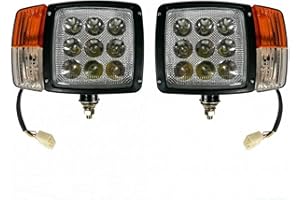 J/J 9 LED Headlight Set + Indicators Cable with 4 Pin Plug Universal Tractor Accessories for Truck Excavator Harvest