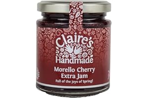 Claire's Handmade Morello Cherry Extra Jam - Award Winning Rich Cherry Flavour Traditionally Made Great Tart Filling Gluten-Free Non-GMO Suitable for Vegetarians & Vegans - 227g Jar