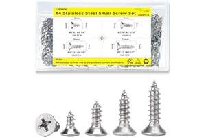 LERNOU 600 pcs Wood Screws Assortment, M3 Countersunk Self Tapping Screws,Stainless Steel Small Screw, Suitable for Furniture, Woodworking, DIY Model Fixing(6mm,8mm,10mm,12mm)