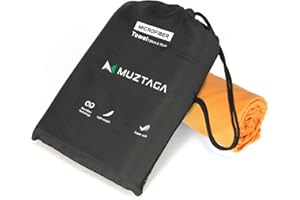 Muztaga Microfiber Beach Towel-Perfect for Travel, Sports, Camping, Swimming, Yoga, Gym- Quick Dry, Sand Free, Compact, Lightweight, Absorbent (Orange, Medium(130x70cm, 51x27”))