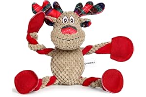 Iokheira Jouet de Noel pour Chiens et Chiots - Renne de Noël Interactif pour Tir à la Corde - Jouets Amusants pour Chien Qui Soulagent Le Stress et Les Maintiennent Occupés (Grand)