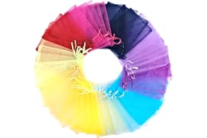 FIHODONE 50 PCS Organza Bags Small 13 x 18 cm,Small Gift Bags 10 Colors,Jewellery Pouches Wedding Favours,Organza Gift Bags,Drawstring Pouch for Jewellery,Sweet,Lavender