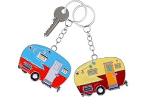 MANQYI 2 Piezas Llaveros de Caravana, Anillo de Llavero Retro, Llaveros Pareja,Llavero de Metal, Caravan Llavero,Llavero de Coche, Colgante Llavero de Accesorios de Coche para Hombre Mujer