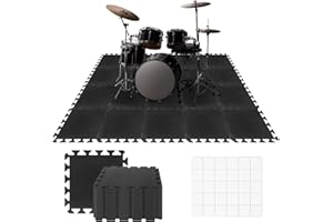 LITLANDSTAR 20 Pieces Sound Absorbing Interlocking Floor Mats, 11.8 x 11.8 x 0.4 inches High Density Felt Soundproof Panels Non-Slip Anti Vibration Puzzle Acoustic Panels Piano Carpet Drum Rug, Black