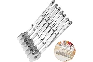 DINHAUYON 7 Wheel Expandable Food Grade Stainless Steel Dough Cutte, Save Time and Space Adjustable Width Pizza Slicer, Multi Round Pastry Roller Divider for Kitchen Baking Cookie Bread Cakes Brownie