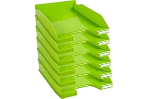 Exacompta - 113225D - juego de 6 bandejas carpetas de fundas COMBO MIDI - dimensiones 34,6 x 25,5 x 6,5 cm - para documentos formato A4+ - color verde anís brillante