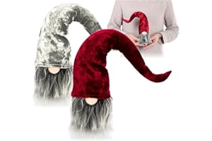 COM-FOUR® 2x premium swiateczne gnomy do dekoracji swiatecznych, figurka zimowego krasnoluda - szpiczasty kapelusz - skandynawskie trolle dekoracyjne - szwedzki gnom z broda i dluga zimowa czapka