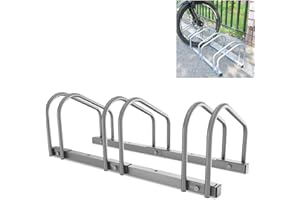 Sonnewelt Soporte para 3 bicicletas de 35 a 55 mm de ancho de neumático, soporte de suelo para bicicleta, de fácil montaje, soporte para bicicletas, acero galvanizado, 70,5 x 32 x 26 cm (plata)