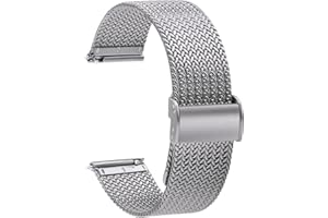 TStrap Orologi Cinturini Maglia Milanese - Cinturini di Ricambio a Sgancio Rapido per Uomo Donna - Cinturino Smartwatch in Acciaio Inossidabile in Metallo Nero - 16mm 18mm 20mm 22mm