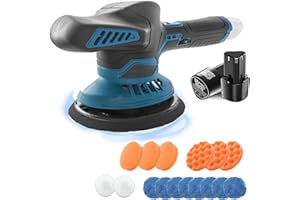 PAIIPUIIT Battery Polishing Machine, Brushless with 2 x 3000 mAh Battery and Charger, 12 V 125 mm Polishing Pad for Removing Paint and Grout, for Polishing, Grinding