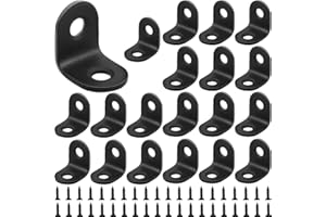 BGOBTY Équerre de Fixation,20 pièces Equerre de Fixation en acier inoxydable,Support d'Angle Droit,Équerre Angle,Equerre Métal en L à 90 degrés,pour relier ou fixer des meubles (Noir, 20*20 mm)