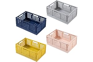 EURXLQ Składane pudełko, 4 sztuki, 31 x 20 x 12 cm, składane, przenośne, do przechowywania, kolorowe pudełko do przechowywania, nadaje się do kuchni, łazienki, biura, sypialni, sali lekcyjnej, szafy