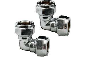 NPH PLUMBING & HEATING NPH 15mm Chrome Plated Compression Elbows Angled Pipe Connectors for Copper Pipe - Pack of 2