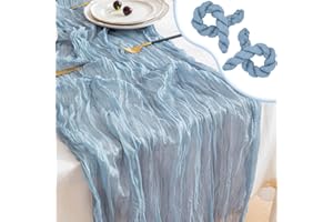 CyanCloud 2 Pack Cheesecloth Table Runner Blue Table Runner 35 x 157 Inch Wedding Table Cover Decor Arch Draping Gauze Fabric Table Runner Boho for Party Weddings Holiday Kitchen Table