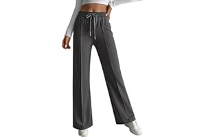 Hotouch Pantalon de jogging baggy pour femme - Couleur unie - Pantalon de loisirs - Pantalon large - Taille haute - Pantalon d'entraînement décontracté en tissu avec taille élastique
