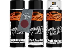 TRISTARcolor Autolack Spraydosen Set für VW/Volkswagen LC3T Indianrot Perl/Indiarot Perl Grundlack Basislack Klarlack Sprühdose 400ml