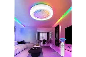 Dibaful 65W Ø45cm RGB Deckenventilator mit Beleuchtung LED Deckenlampe | Ventilator mit Beleuchtung Fernbedienung 6 Gang Timer Dimmbar für Schlafzimmer Wohnzimmer Esszimmer
