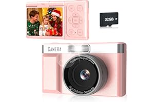 YEHTREH Appareil Photo Enfant FHD1080P, Appareil Photo Numérique 32 Go, équipé d'un écran Basculable 180° 2'', Batterie 1200mAh Appareils Photos Numériques pour Enfants 5 Jeux Puzzle, Cadeaux pour Enfants.