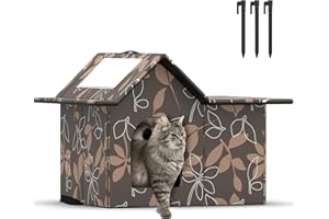 SELBATON Outdoor Cat House Weatherproof, Large Feral Cat House for Winter, Collapsible Outdoor Cats Shelter in Winter with Door and Soft Mat, Easy to Assemble