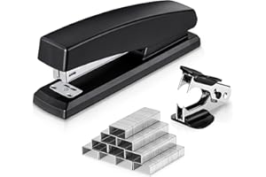Deli Heavy Duty Desktop Stapler with 1000 Staples & Remover, 25 Sheet Capacity, Dual Stapling Modes, Non-Slip Base, Office & Home Use, Black