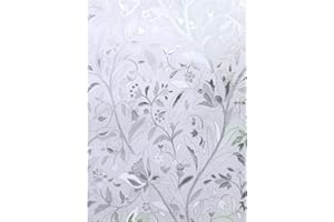 Cooja Opaque - Película de Ventana no Adhesiva, 3D antiUV Esmerilado, película electrostática de Cristal de película íntima, Pegatinas de Ventana de Flores, 44 x 200 cm, diseño de tulipán