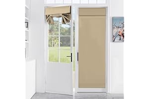 Gugxiom 26X68inch French Door Curtain Polyester Elegant Blackout Curtain Private Door Blind for Home Hotel Office (Beige)