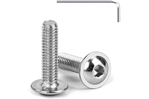 Tunejoy Vis à Tête Bombée avec Bride M4 x 16 mm Vis à Six Pans Creux en Acier Inoxydable A2 V2A Boulons à Tête Hexagonale avec Clé Allen Filetage Complet 20 Pièces