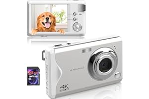 FINE LIFE PRO Aparat cyfrowy, 4K 1080p 48 MP, aparat fotograficzny, kompaktowy aparat cyfrowy z kartą SD 32 GB FHD, aparat cyfrowy z możliwością ponownego ładowania z ekranem LCD 3,0, zoom cyfrowy 16 x, dla