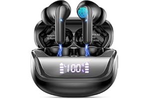 DONERTON Cuffie Bluetooth, Auricolari Bluetooth 5.4 Stereo HiFi con 4 HD Mic, Cuffie Wireless 45 Ore LED Display, in Ear Cuffiette Bluetooth con Cancellazione Rumore, Cuffie Senza Fili IP7 Impermeabile