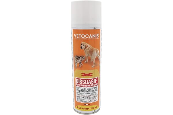 Vetocanis | Spray Répulsif Chat et Chien | Protection de l'Habitation | Répulsif Intérieur et Extérieur | Action Immédiate | 500 ml | Fabrication Française | Formulé sous contrôle Vétérinaire