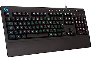 Logitech G213 Prodigy Teclado Gaming, Retroiluminado RGB LIGHTSYNC, Resistente a Salpicaduras, Personalizable, Controles Multimedia, Disposición QWERTZ Alemán, Negro