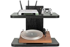 BiJun TV Shelf for Wall, Floating TV Unit Wall Mounted Under TV Shelf Entertainment Center Media Router Media Wall Unit, for PS4/Cable Box/DVD Player(Black 2shelf)