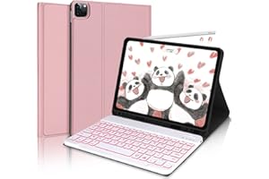 IVEOPPE Klawiatura iPad Air 5, klawiatura ipad Pro 11, klawiatura ipad air 4, odłączana bezprzewodowa klawiatura Bluetooth AZERTY biała do IPAD air 5 generacji 10.9, iPad Pro 11 2022/2021, różowa