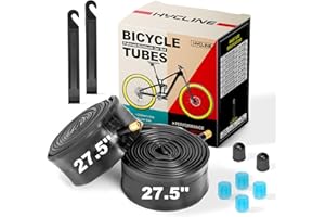 Hycline 2-Pack Bike Inner Tube: 14/16/18/20/24/26/27.5/29 x1.75-2.125 Inch Bicycle Inner Tubes AV 32mm Schrader Valve, Premium Butyl Rubber Puncture Resistant Replacement Tubes with 2 Tire Levers
