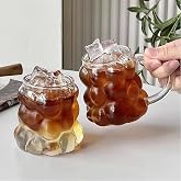 AEE&reg; 2 Adet Kulplu Boncuk Şekilli Cam Bardak &ndash; 350ml Borosilikat &Uuml;z&uuml;m &amp; Kabarcıklı Tasarım | Isıya ve Darbeye Dayanıklı Soğuk