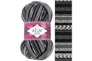 ROME YARN Sock Yarn by Alize 100 g, 420m Superwash Comfort Sock Wool 4ply 75% SW Wool - 25% Polyamide Hand Knitting Yarn Multicoloured (2695)
