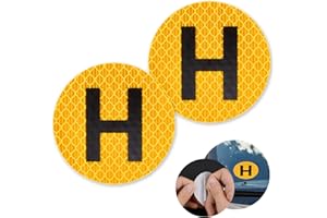 LEIKEDUN Pack de 2 Señales H Pegatina Externa, 60mm Pegatina Vehiculo Historico Reflectante Coche y Moto H Historico Distintivo Vehiculo Homologado España
