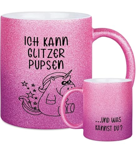 Glitzertasse 'Alles Trullas Außer Meine Glitzertante' - Lustiger Geschenkbecher 330ml (Pink Glitzer)