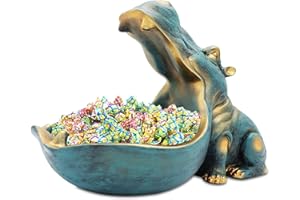 HUHOTE Nilpferd Statue Schlüsselschale, Groß Mund Figur Schlüssel Schale, Nilpferd Schale Schmuck Aufbewahrungsbox, Nilpferd Skulptur, Tischdekoration für Wohnzimmer, Büro, Dekoration, Geschenke (Dunkelblau)